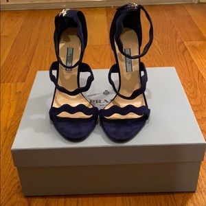 Prada Navy Blue Suede Heels